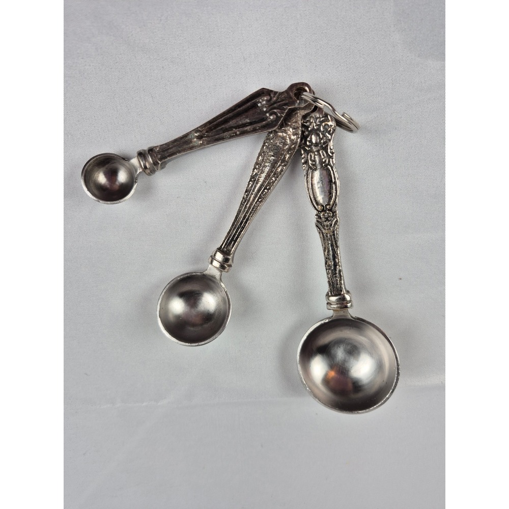 Vintage Silverplate Measuring Spoon Set Ringed Kitchen Baking Decor USA